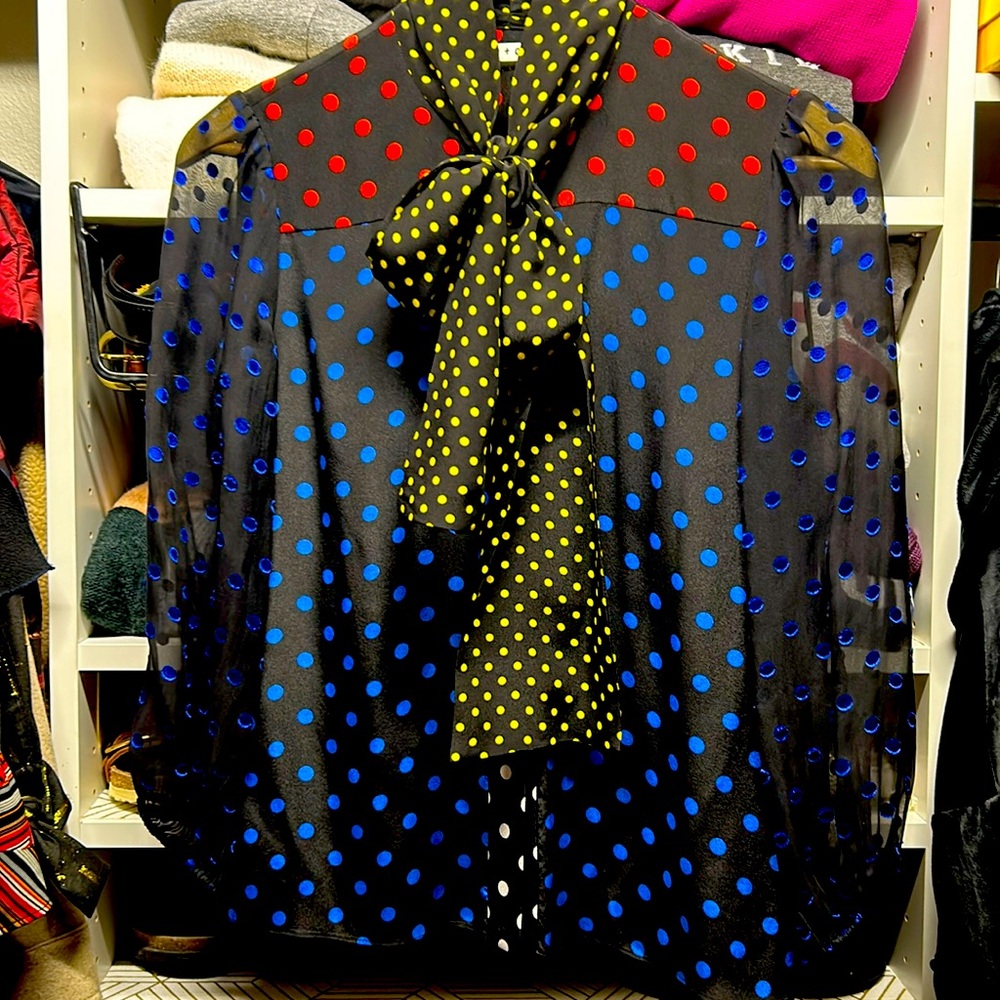 Alice + Olivia dotted silk blouse